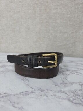Coach New York Vintage Dark Brown Leather Belt with Brass Buckle